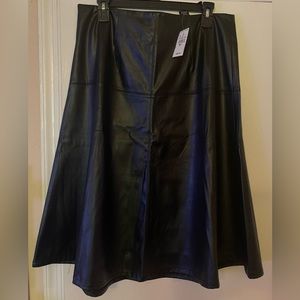Ashley Stewart PU Flare Skirt, Black, Size 14